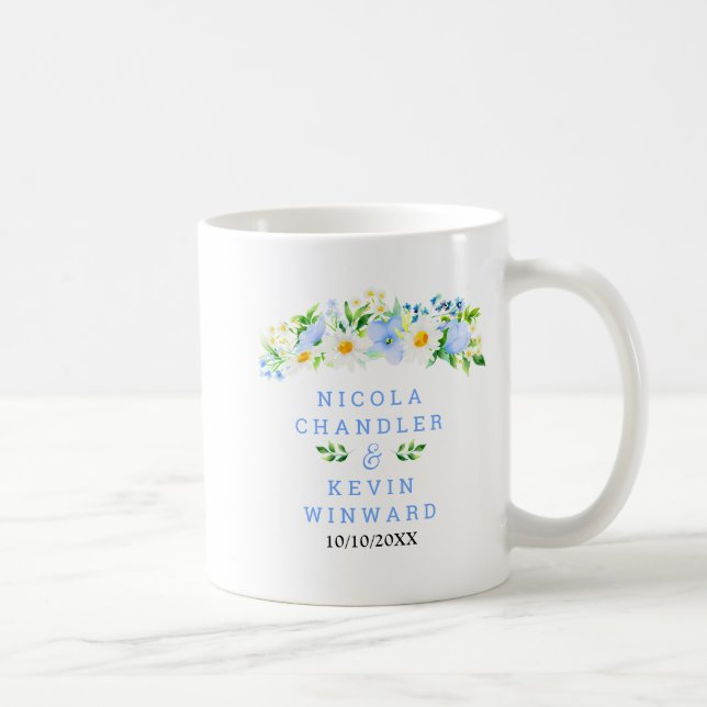 Forget-Me-Nots and Daisies Floral Wedding Kaffeetasse (Rechts)