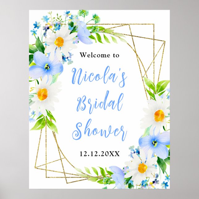 Forget-Me-Nots Daisies Bridal Shower Welcome Poster (Vorne)