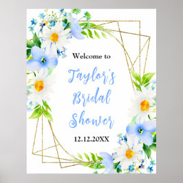 Forget-Me-Nots Daisies Bridal Shower Welcome Sign Poster