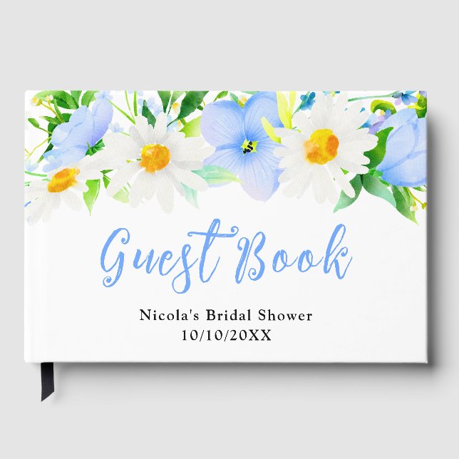 Forget-Me-Nots Daisies Floral Bridal Shower Gästebuch (Vorderseite)