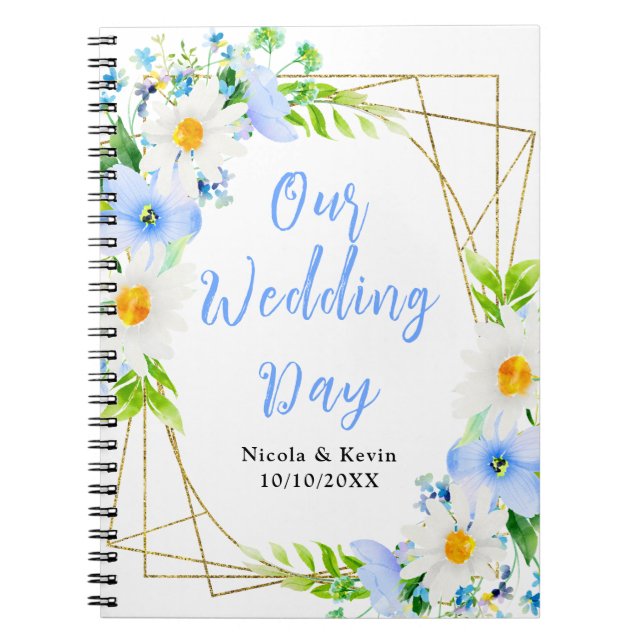 Forget-Me-Nots Daisies Floral Wedding Planner Notizblock (Vorderseite)