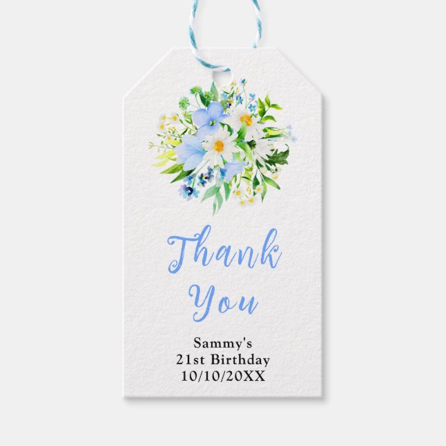 Forget-Me-Nots Floral Birthday Party Thank You Geschenkanhänger (Vorderseite)