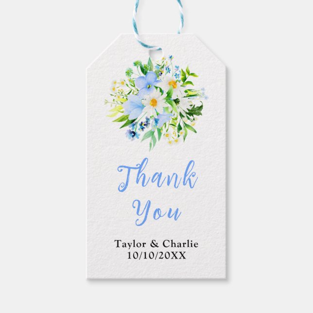 Forget-Me-Nots Floral Wedding Thank You Geschenkanhänger (Vorderseite)