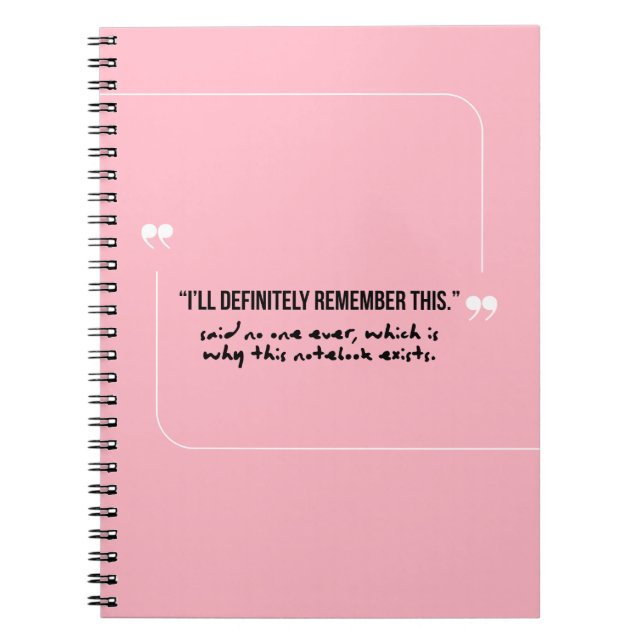 Forgetful People  "I will remember" Pink Notebook Notizblock (Vorderseite)
