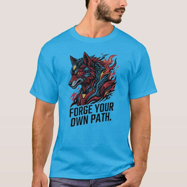 ForgeYour Own Path Cyber Wolf T-Shirt – Pathfinder (Vorderseite)