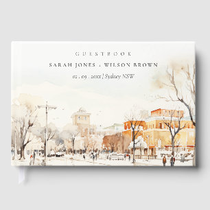 Forgo North Dakota City Scape Wassercolor Wedding Gästebuch