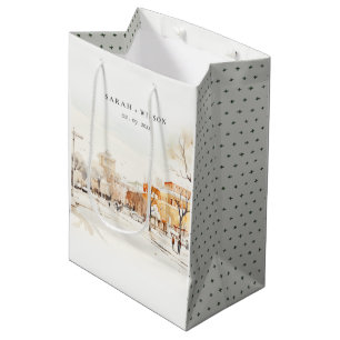 Forgo North Dakota City Scape Wassercolor Wedding Mittlere Geschenktüte