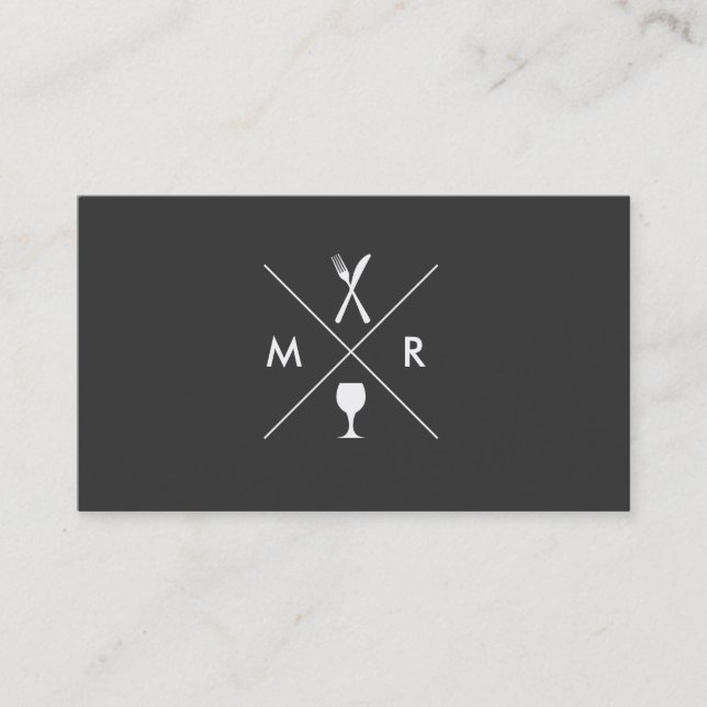 FORK & KNIFE LOGO MONOGRAM auf DK GRAU Visitenkarte (Vorderseite)