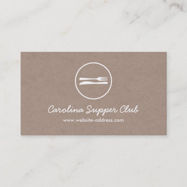 FORK & KNIFE-LOGO zum Kraft Paper Effect Visitenkarte (Vorderseite)