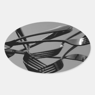 Fork Levitation Ovaler Aufkleber