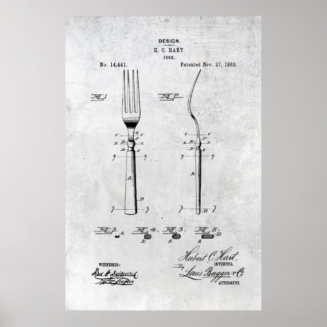 Fork Patent Print 1883 Poster (Vorne)