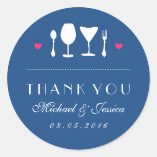Fork Spoon Royal Blue Wedding Danke Sticker