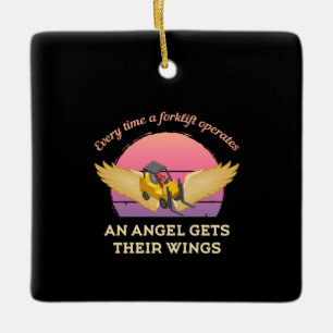 Forklift Angel Keramikornament