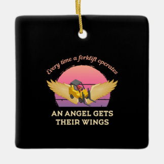 Forklift Angel Keramikornament