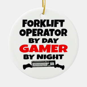 Forklift Operator Gamer Keramikornament