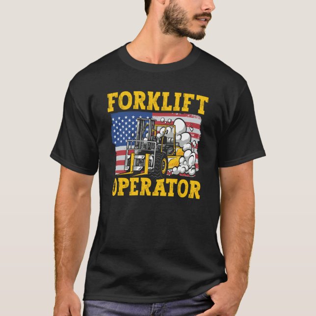 Forklift Operator US Flag T-Shirt (Vorderseite)