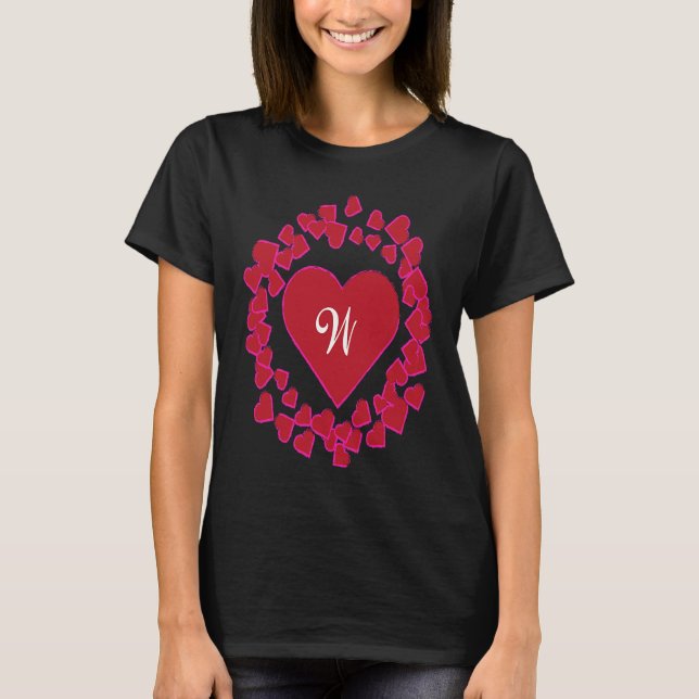 Form des Herzkranzes Monogramm W T-Shirt (Vorderseite)