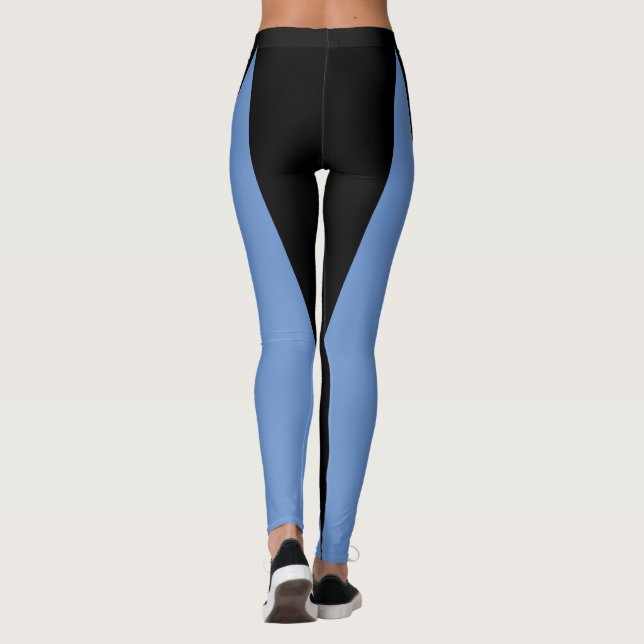 Form & Kurven Zwei Farben Schwarz & Blau Leggings (Rückseite)