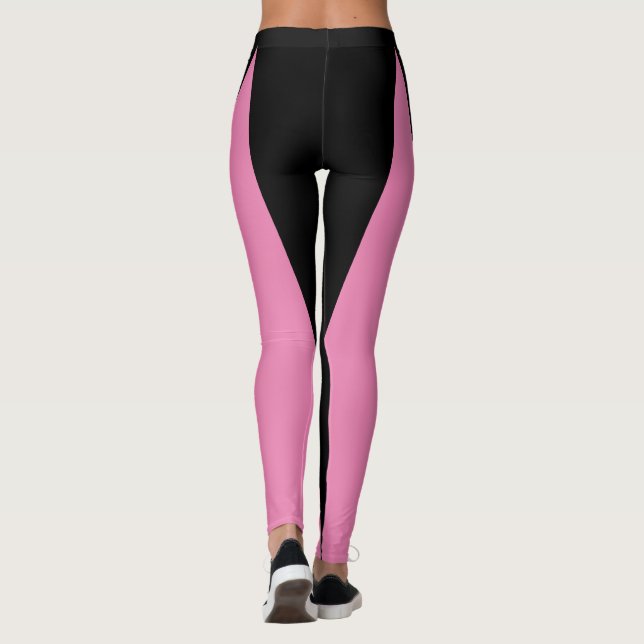 Form & Kurven Zwei Farben Schwarz & Rosa Leggings (Rückseite)