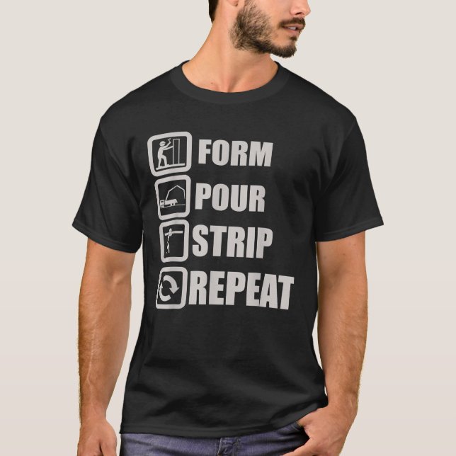 Form Pour Strip Wiederholung der Betonarbeitskonst T-Shirt (Vorderseite)