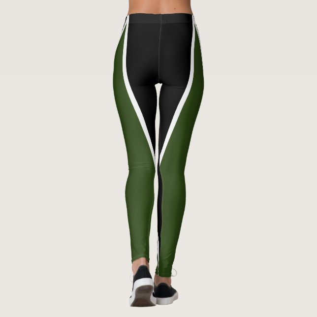 Form und Kurven, dreisfarbig, grün, schwarz, weiß Leggings (Rückseite)