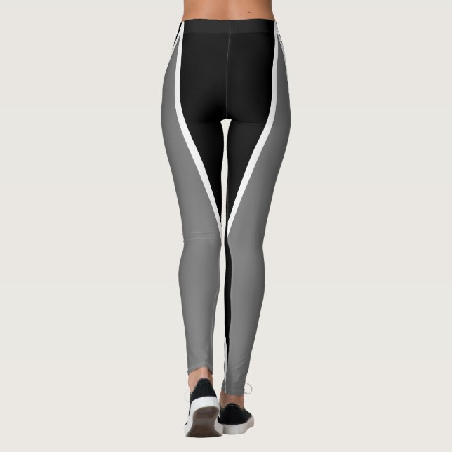 Form und Kurven, dreisfarbig, schwarz, grau, weiß Leggings (Rückseite)