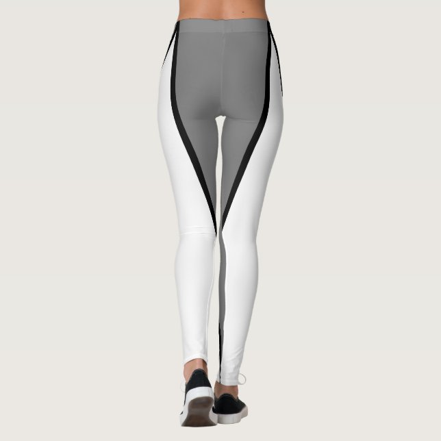 Form und Kurven, dreisfarbig, weiß, grau, schwarz Leggings (Rückseite)