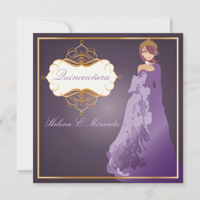 Forma Quinceñera/Pflaume Einladung (Vorderseite)