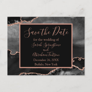 Formal Black Agate Save the Date Postkarten