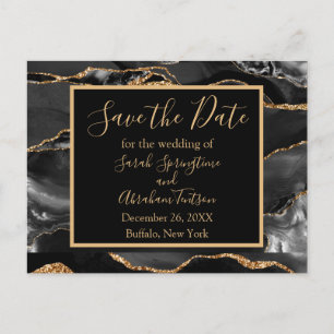 Formal Black Agate Save the Date Postkarten