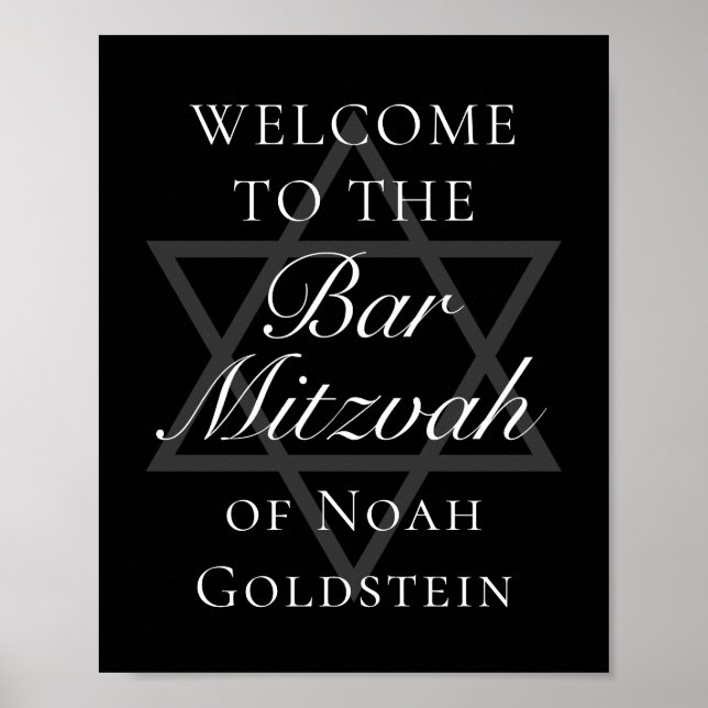Formal Black Bar Mitzvah Party Star von David Poster (Vorne)