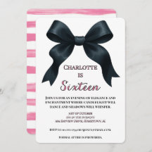 Formal Black Bow Halloween Einladung - Rosa Streif