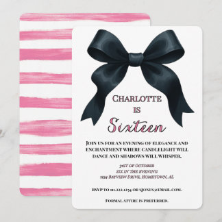 Formal Black Bow Halloween Einladung - Rosa Streif