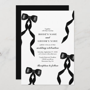 Formal Black Bow Ribbon Elegante Hochzeit Einladung