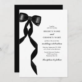 Formal Black Bow Ribbon Elegante Hochzeit Einladung