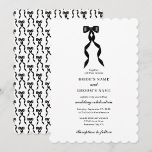 Formal Black Bow Ribbon Elegante Hochzeit Einladung