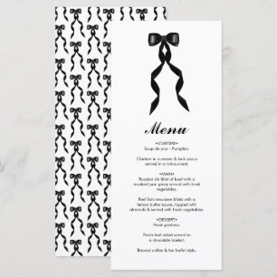 Formal Black Bow Ribbon Elegante Hochzeit Menükarte