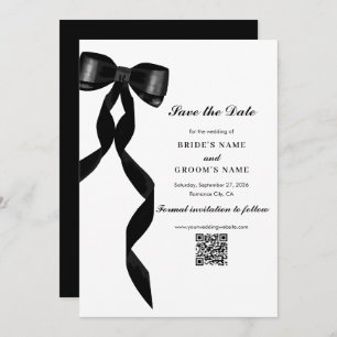 Formal Black Bow Ribbon Elegante Hochzeit Save The Date