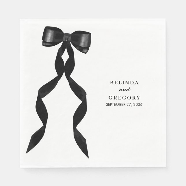 Formal Black Bow Ribbon Elegante Hochzeit Serviette (Vorderseite)