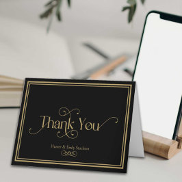 Formal Black Gold Verziert Hochzeit Dankeskarte