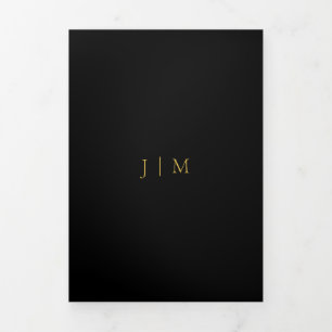 Formal Black Modern Gold Anspruchsvolles Design Dreifach Gefaltete Karte