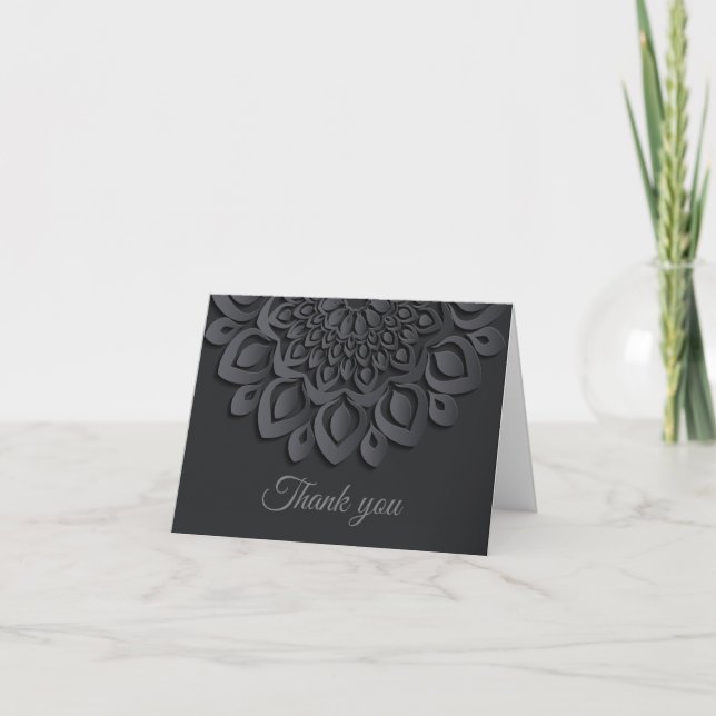 Formal Black Paper Cut Mandala Dankeskarte (Vorderseite)