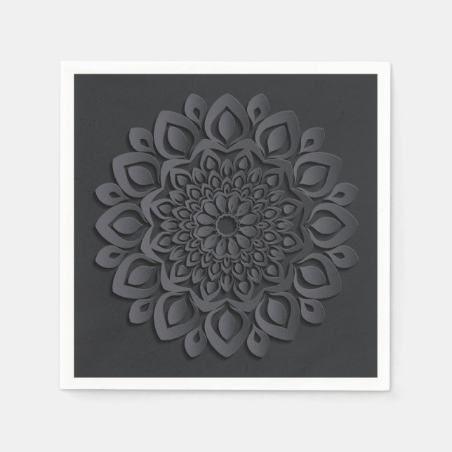 Formal Black Paper Cut Mandala Serviette (Vorderseite)