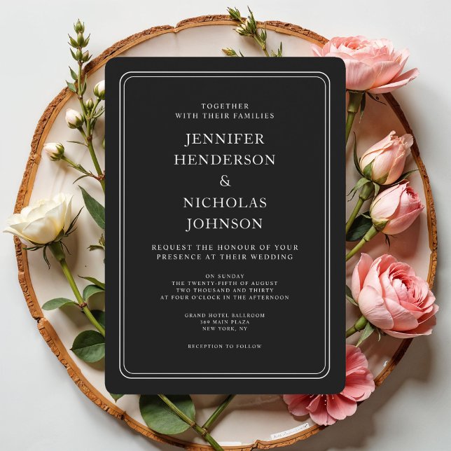 Formal Black Wedding Einladung (Elegant Formal Black Wedding Invitation)