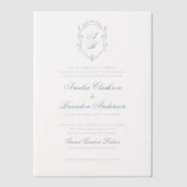Formal Blue Floral Monogram Wappen & Script Weddin