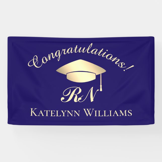 Formal Blue Gold Krankenschwester Medical Graduati Banner (Horizontal)