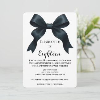Formal Bow Birthday Einladung - Einfach Schwarz-we