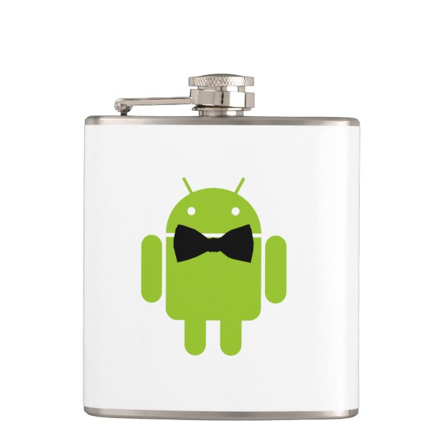 Formal Bow Krawatte Android Robot Icon Flachmann (Vorderseite)