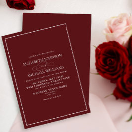 Formal Burgundy Classic Script Wedding Einladung