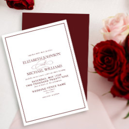 Formal Burgundy Classic Script Wedding Einladung